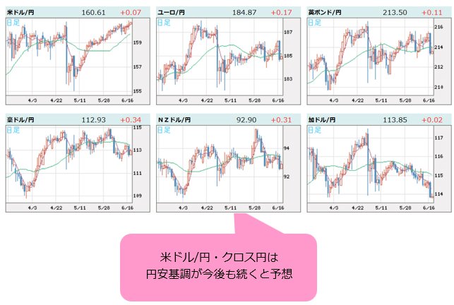 世界の通貨VS円 日足