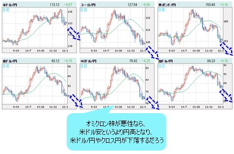 世界の通貨VS円 日足チャート