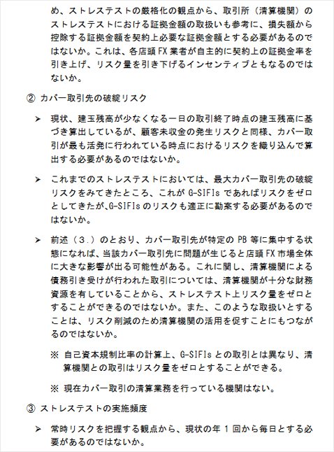 店頭FX業者の決済リスク管理の強化に向けた対応策