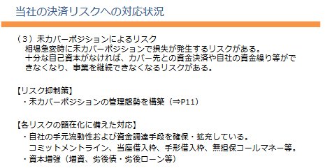 当社の決済リスクへの対応状況