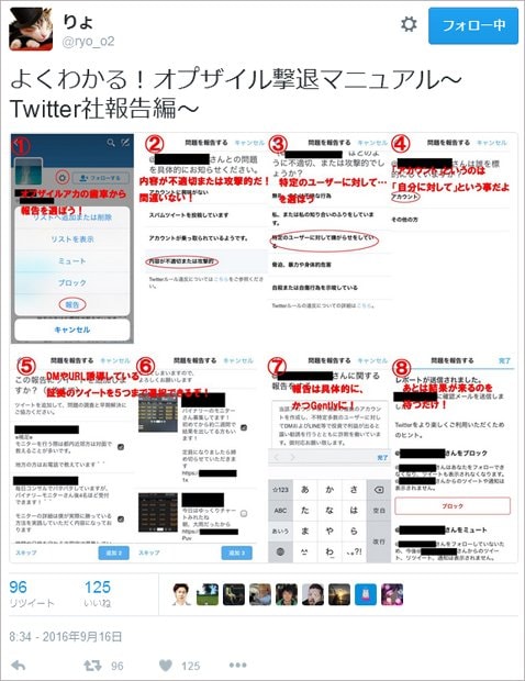 りょさんがツイッター上で公開した「オプザイル撃退マニュアル」