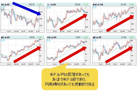 世界の通貨VS円チャート