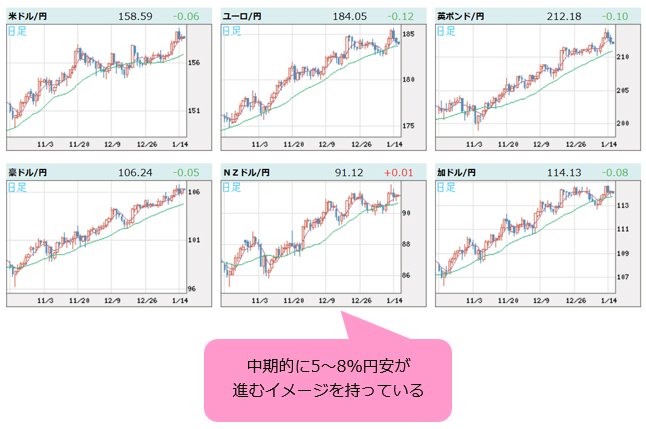 世界の通貨VS円 日足