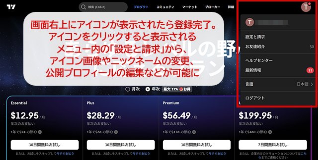 アカウント作成完了画面