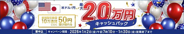米ドル/円キャッシュバックキャンペーン