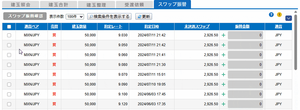 スワップ振替機能のイメージ(PCWeb)