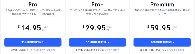 TradingViewの有料プラン
