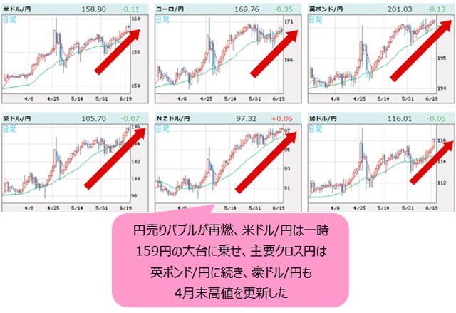 世界の通貨VS円 日足チャート
