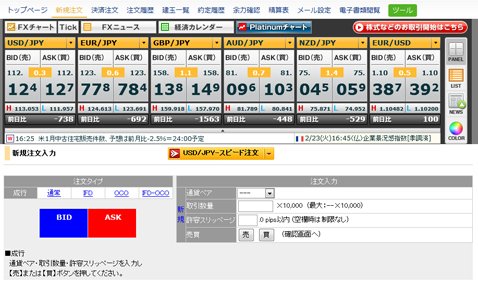 GMOクリック証券「FXネオ」取引画面