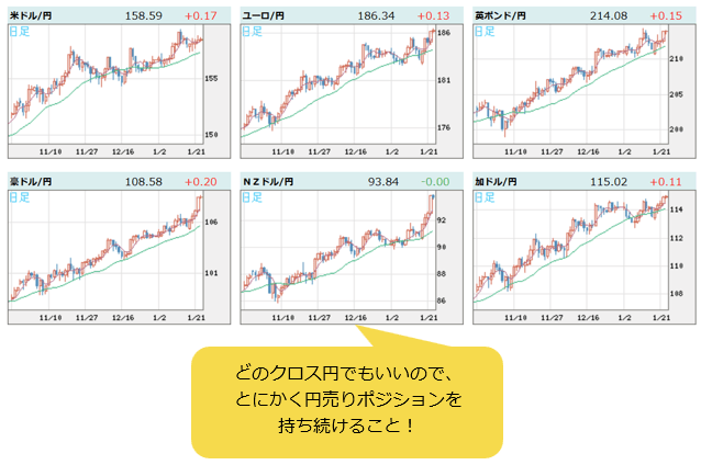 世界の通貨VS円 日足