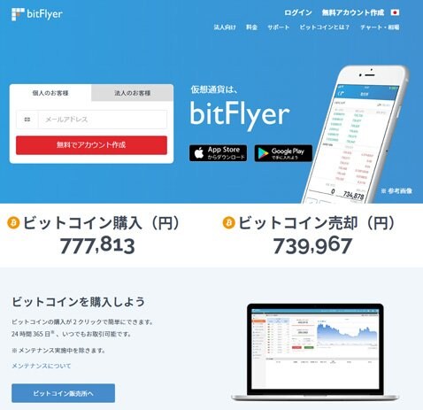 ビットフライヤーの公式サイト