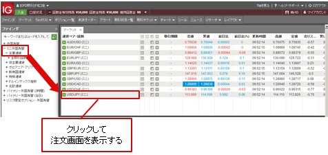 IG証券 取引画面