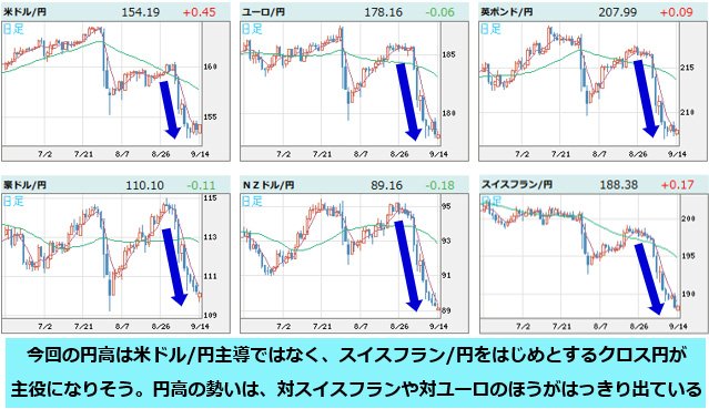 世界の通貨VS円 日足チャート