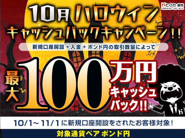 ヒロセ通商「LION FX」新規口座開設時の最大100万円がキャッシュバックされるキャンペーン