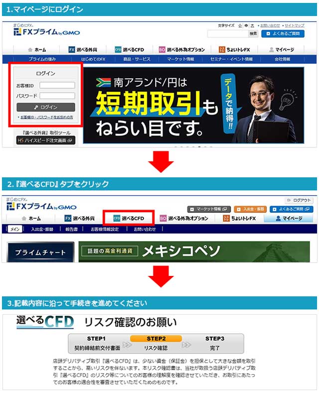 「選べる外貨」の口座がある場合の「選べるCFD」の口座開設方法