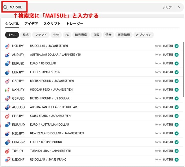 TradingViewで松井証券のレートを表示する手順4