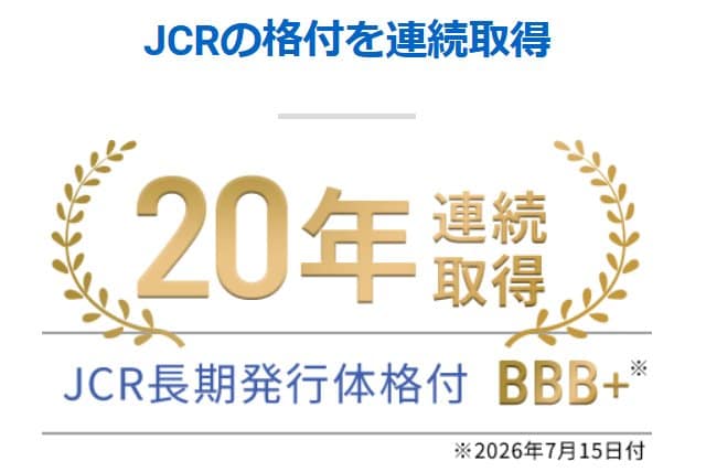 JCR長期発行体格付を20年連続取得