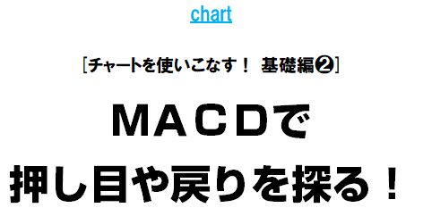 ［ チャートを使いこなす！ 基礎編２］ＭＡＣＤで押し目や戻りを探る！