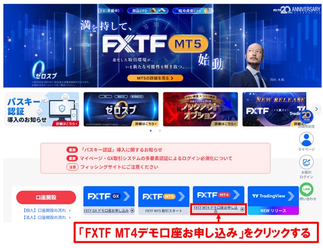 ゴールデンウェイ・ジャパン「FXTF MT4」の公式サイトトップページ