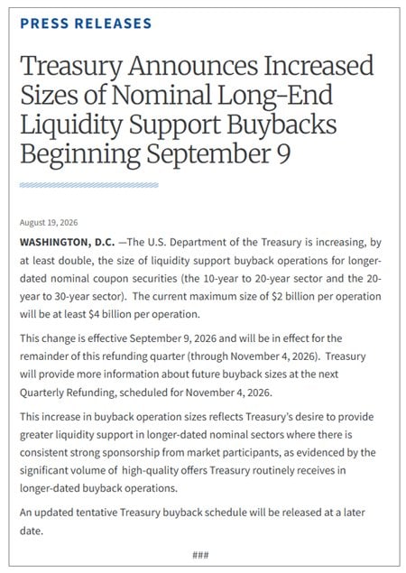米財務省からのリリース
